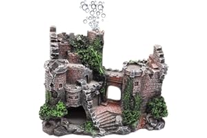 BESIMPLE Aquarium Resin Castle Decoration, Castle Hideouts Stone Cave Hide House Fish Tank Aquarium Accessories for Betta Shrimp Turtle