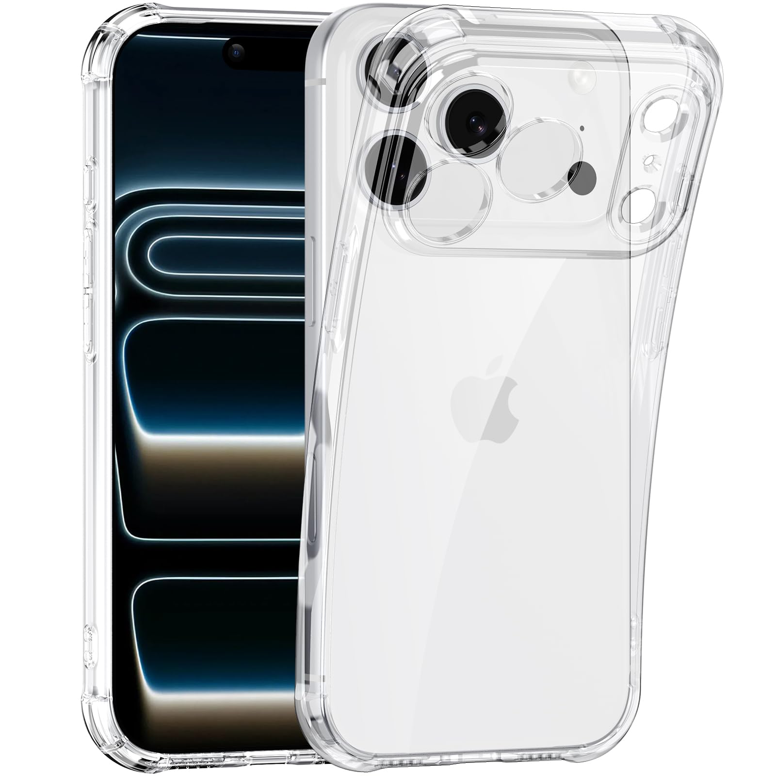 WXR for iPhone 17 Pro Max Clear Case, Flexible TPU, Military-Grade Shockproof, Compatible with Wireless Charging, Anti-Yellowing, Full Camera Protection, Slim Profile for Daily Commute, Travel