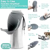 LumoLeaf 800ml Portable Dog Water Bottle Stainless Steel Grey view 5