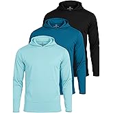 Real Essentials 3 Pack: Men's Mesh Long Sleeve Athletic Pullover Hoodie Sweatshirt Pockets UPF 50+ (Available in Big & Tall)