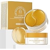 YOYORY Under Eye Patches Masks - 24K Gold Eye Patch for Dark Circles & Puffy Eyesg,Fine Lines,Eye Bags, Wrinkle,Contains Caffeine and Collagen, Hydration for Women and Men, (60 Pcs) Gold