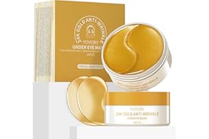 YOYORY Under Eye Patches Masks - 24K Gold Eye Patch for Dark Circles & Puffy Eyesg,Fine Lines,Eye Bags, Wrinkle,Contains Caffeine and Collagen, Hydration for Women and Men, (60 Pcs) Gold