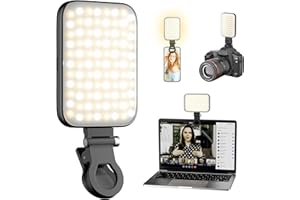 GLOUEN Selfie Light Rechargeable Phone Light Clip-On – 3000mAh Portable LED Selfie Light with 3 Color Modes & 10 Brightness Levels for iPhone, TikTok, Makeup, Vlogging, Live Streaming, Zoom