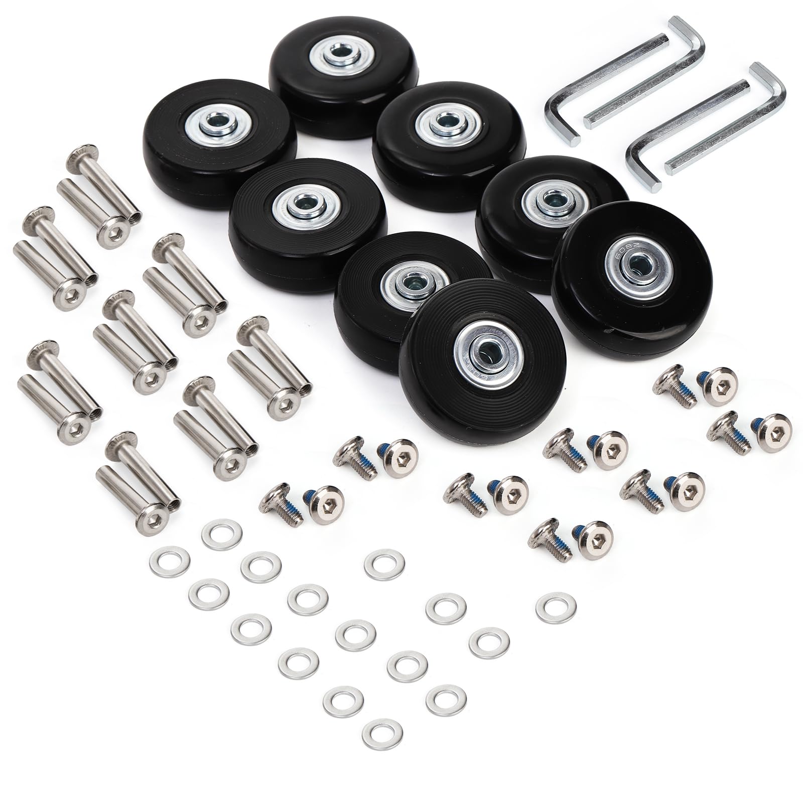 ZOOFOX Set of 8 Luggage Suitcase Replacement Wheels, 50 x 18mm PU Caster Wheels Bearings Repair Kits, Shelf Replacement Wheels for Luggage