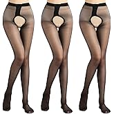 Verdancy Plus Size Women’s Sheer Crotchless Pantyhose Shimmery Stockings for 264lbs Footed High Waist Tights
