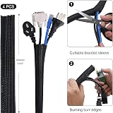 SOULWIT Cable Management Kit 200Pcs - 4 Sleeves 37 Clips 10 Ties 20+2 Rolls view 2