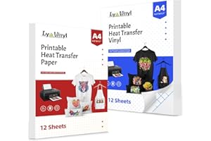 LYA VINYL Printable Heat Transfer Vinyl for T Shirts 27 Sheets - 8.5" X 11" Heat Transfer Paper for Inkjet Printer - 12 Sheets Iron on Transfer Paper for Light & 12 Sheets HTV for Dark & 3 Greaseproof Paper