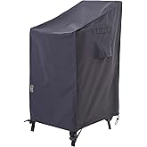 F&J Outdoors Patio Chair Covers, Heavy Duty Waterproof UV Resistant Outdoor Stackable Chair High Back Chair Cover, Grey, 27" W x 37" D x 47" H