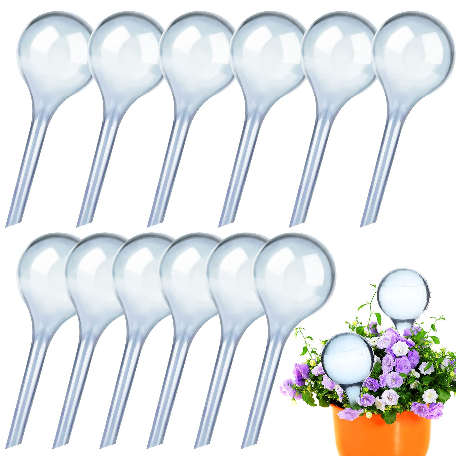 Vergissmeinnicht 12 Pack Plant Watering Globes Self Watering System Plant Watering Devices PVC Self Plant Watering Globes Self-Watering Plant Imitation Glass Bulbs for Indoor Outdoor Plants