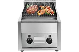 GRFCEVUE 21" Commercial Radiant Char Broiler Grill, Commercial Charbroiler LPG Gas Countertop Char Broiler Grill 2 Burner Gas Propane Flattop BBQ Stove 60TU/hr Outdoor Cooking Griddle Barbecue for Garden Patio