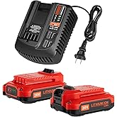 2Pack 20V 3.5Ah Battery and Charger Set for Craftsman 20V Lithium Battery CMCB202 CMCB204 CMCB206 CMCB201 CMCB100 CMCB104 Replacement for Craftsman V-20 Battery and Charger Kit