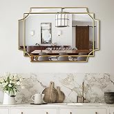 womilous Gold Beveled Mirror, 20"x30" Bathroom Vanity Mirrors for Over Sink, Modern Rectangle Mirror with Wood Frame, Elegant