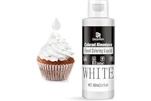 DECORROM Food Coloring - Vibrant Liquid Icing Food Coloring Set for Baking, Cake Decorating, Easter Egg, Airbrush - Tasteless Food Color Dye for Fondant, Slime, DIY Crafts - 5.5 Fl.oz / 160ml Each (White)