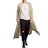 COOFANDY Men's Lightweight Ruffle Shawl Collar Cardigan Open Front Long Length Drape Cape Overcoat