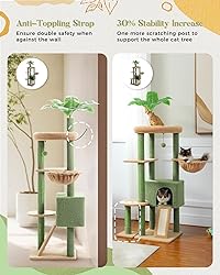 PEQULTI 53'' Cat Tree for Indoor Cats, Green Cat