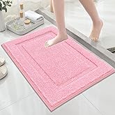 SHACOS Super Soft Small Bathroom Rugs 16x24 inch Non Slip Washable Bath Rugs Microfiber Bath Mats for Bathroom Floor Tub Shower Vanity Sink Decor Accessories, Pink 1'4" x 2'