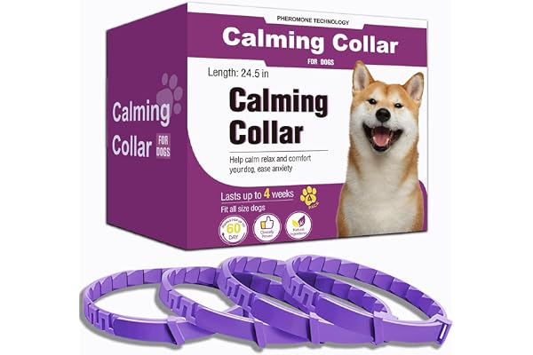 Calming Collar for Dogs 4 Packs, Dog Calm Pheromone Collar Relief Anxiety Stress Separation Lasts 60 Days, Pheromone Calm Col