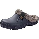JTQHB Fleece Lined Clogs Fur Fuzzy Fluffy Waterproof Slippers Women Men Winter Garden Shoes Warm House Slippers Indoor Outdoor Mules