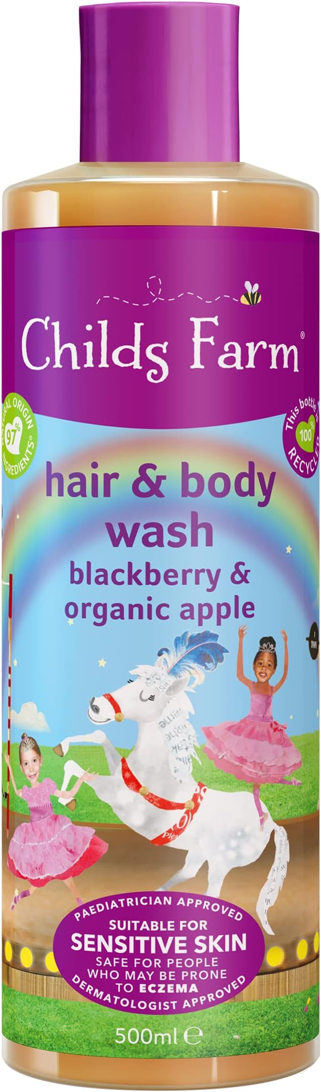 Childs Farm Kids Hair & Body Wash 500ml Blackberry Organic Apple Dry Sensitive