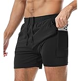 Aolesy Men's Gym Shorts Linerless & Liner - 5" Quick Dry Workout Running Shorts with Zip Pockets Sports Athletic Shorts