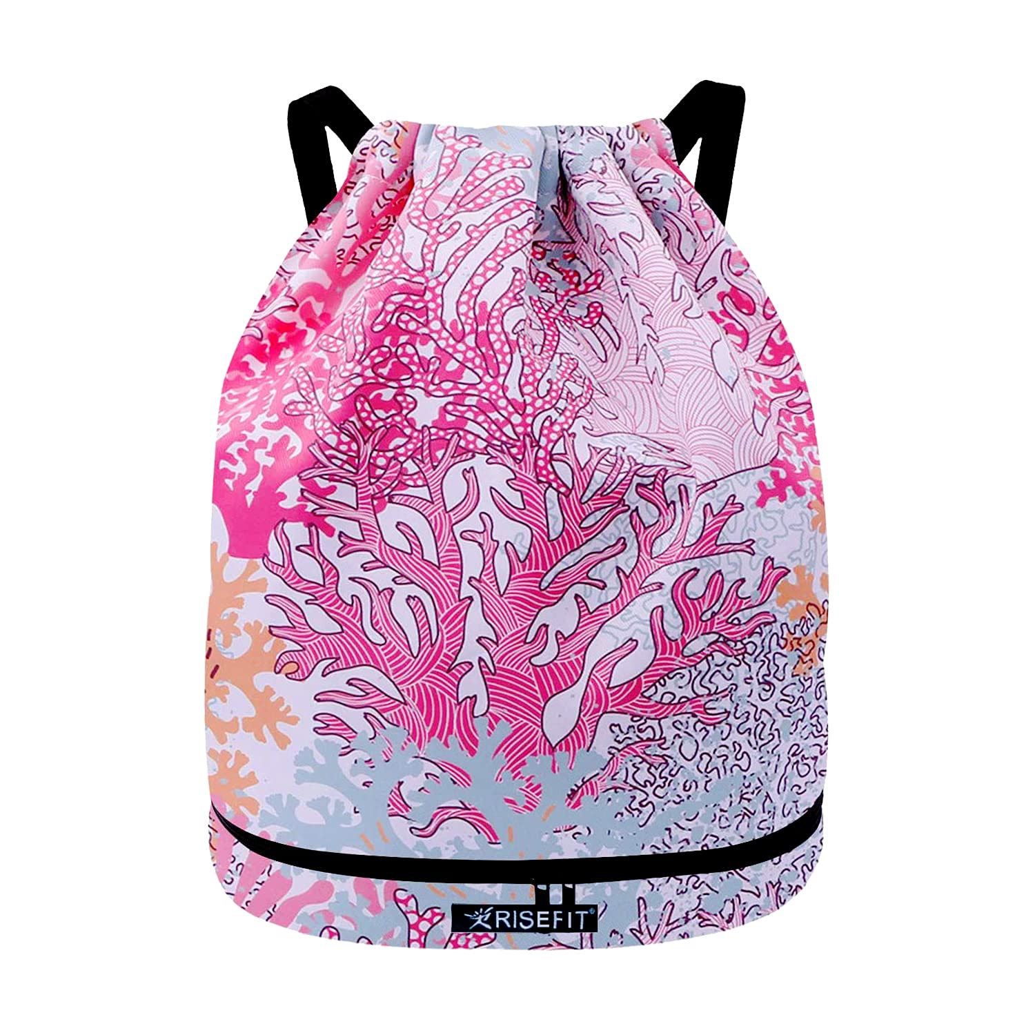 Risefit Waterproof Drawstring Bags, Printed Gym Bags Sports Backpacks for School PE Yoga for Men Women Girls Students