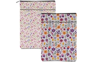 HANAMIYA NA 2 Pieces Book Sleeve Cute Flower Botanical Floral Book Accessories Washable Book Covers for Hardcover Reading Accessories for Book Lovers Book Club Gifts for Women Girls Teacher Reader Bookworm