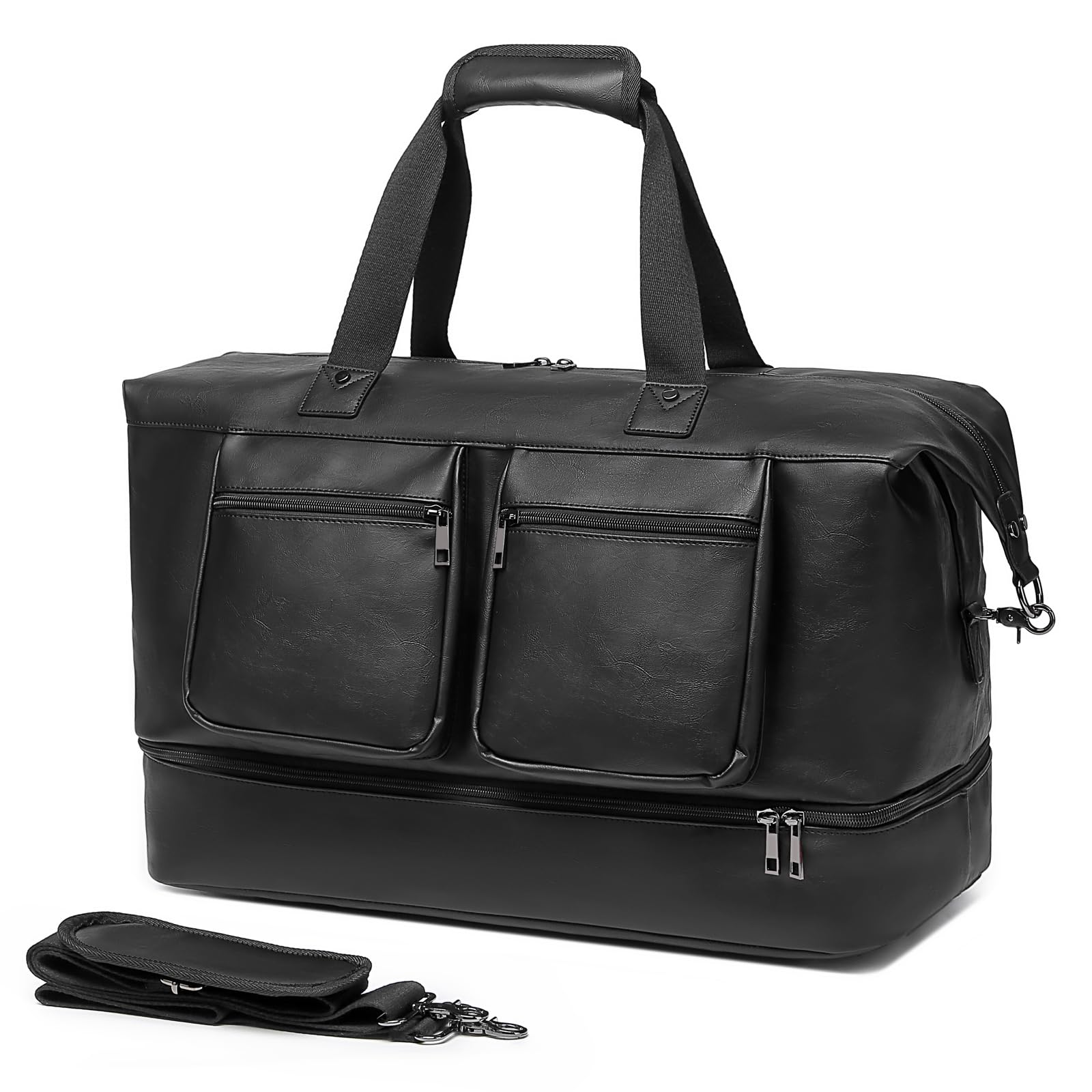 seyfocnia Travel Duffle Bag, Leather Overnight Bag for Mens Women Carry on Bag Weekender Bags Travel Tote Bags Large Duffle Bag