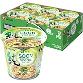 Nongshim Soon Veggie Ramyun Noodles, Signature Korean Instant Ramyun, Vegetable Flavored Broth, Vegan Noodles, Quick &amp; Easy, Microwaveable Cup, 2.64 oz (Pack of 6)
