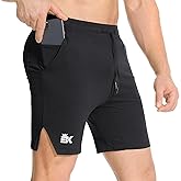 BROKIG Men's Airstretch Gym Shorts,5 Inch Slim Fit Running Exercise Athletic Workout Shorts for Men with Zipper Pockets