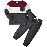 KAFIREN Baby Boy Fall Winter Clothes Toddler Boy Outfits Long Sleeve Patchwork Sweatshirt Tops Pants 2 Piece 12 Months-5T
