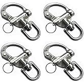 Baieasy 4 Pack Swivel Eye Snap Shackle, Marine Sailboat Shackles Quick Release 316 Stainless Steel for Sailing Rigging SCBA Mask Halyard Panic Snap Spinnaker Clip