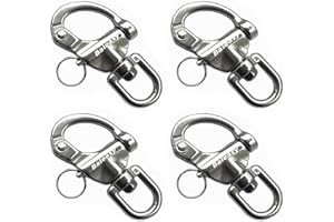 Baieasy 4 Pack Swivel Eye Snap Shackle, Marine Sailboat Shackles Quick Release 316 Stainless Steel for Sailing Rigging SCBA Mask Halyard Panic Snap Spinnaker Clip