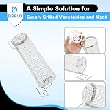 DRELD Stainless Steel Rolling Grill Basket Set w/ Forks for Veggies Meat Fish view 3