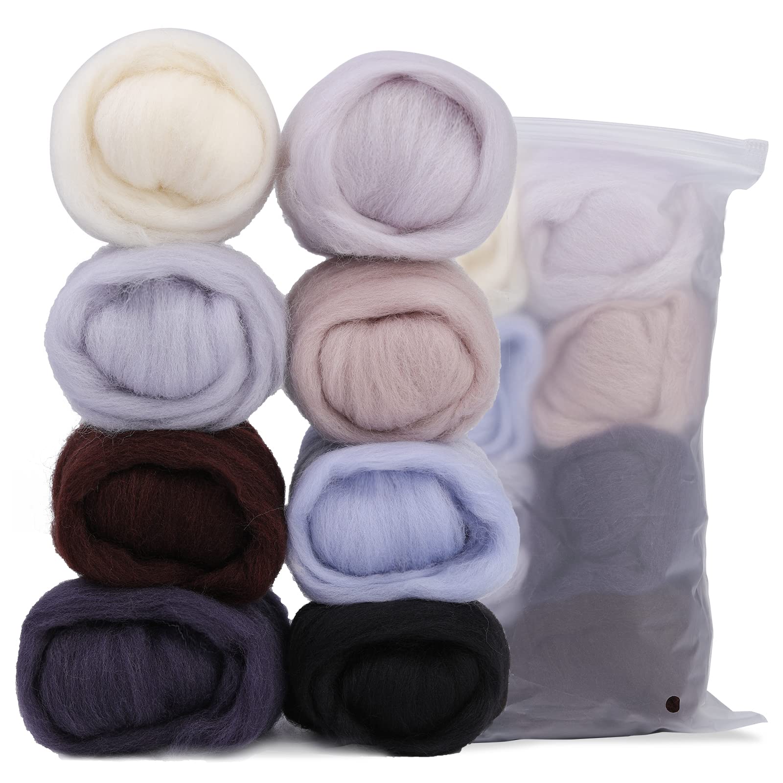 Namner Needle Felting Wool 80g (2.82oz) 8 Colour Wool Roving Set for DIY Crafts, Starter Felting Supplies, Winter Theme Fibre Art Projects