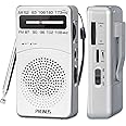 PRUNUS J-166 Portable Radio AM FM, Battery Operated Radio with Tuning Light, Back Clip, Excellent Reception, AM FM Radios Portable, Transistor Radios