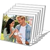 DESONAUT 6 Pack 6x4 Inch Clear Acrylic Self Standing Picture Frames,Clear Photo Frame Stand Tabletop Display for Home or Office D&eacute;cor,Horizontal
