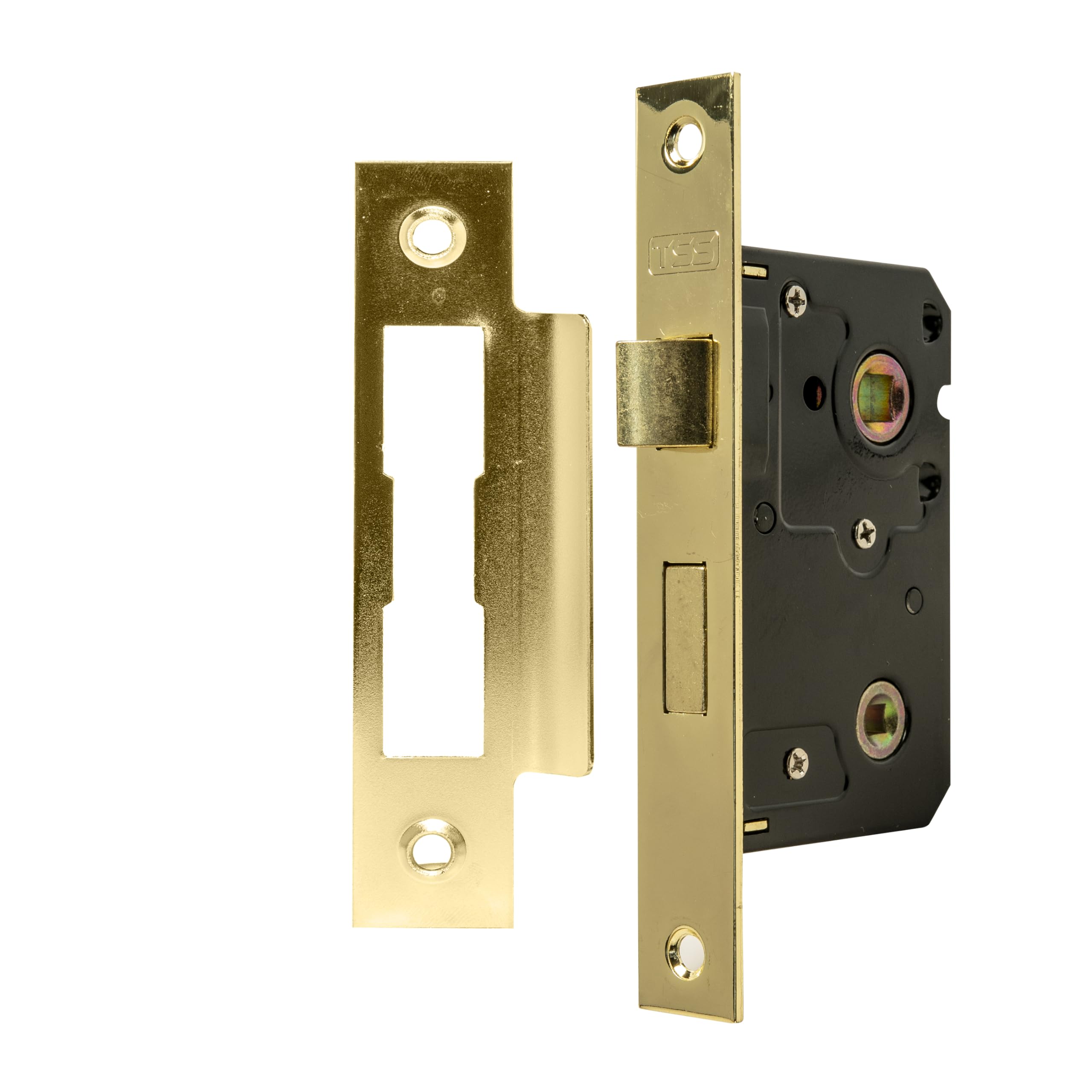 TSS Polished Brass Bathroom Lock 3" (79mm) Bathroom Door Lock Mortice Lock, Supplied with Fixutres & Fittings