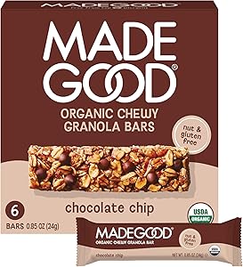 MadeGood Chocolate Chip Granola Bars, 6 Healthy Snack Bars, 0.85 oz Each