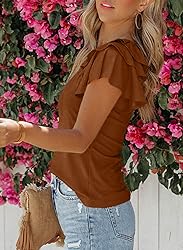 SHEWIN Plus Size Tops for Women 2025 Ruffle Short