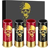 Skull Plastic Shot Glasses Bulk Set of 4 with Gift Box for Men Women Gothic Fans Wedding Party Birthday Christmas Father's Day Gifts, 12GA Small Bullet Shot Cups for Whiskey Tequila Vodka Liquor