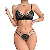 Avidlove Lingerie Sets for Women Sexy Lace Bra and Panty Set Wireless 2 Piece Lingerie Outfit