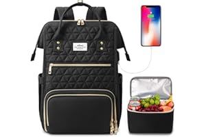 Lunch Backpack, 15.6in Laptop Backpack with USB Charging Port, Teacher Nurse Work Backpack with Cooler Bag Insulated Laptop b