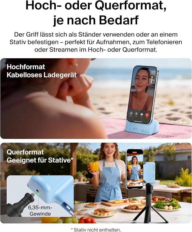Stage PowerGrip 9300mAh Kamerahalter Magnetisch, Powerbank – Blau