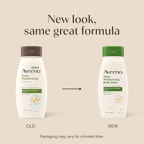 AVEENO DAILY MOISTURIZING BODY WASH FOR NORMAL TO DRY AND SENSITIVE SKIN FORMULA WITH PREBIOTIC OAT, LIGHTLY SCENTED, 18 FL OZ (2 PACK)