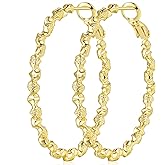 SPACMAG Hoop Earrings 14K Gold Hoops Large Gold Hoop Earrings for Women Twisted 14K Earring 40mm*3mm