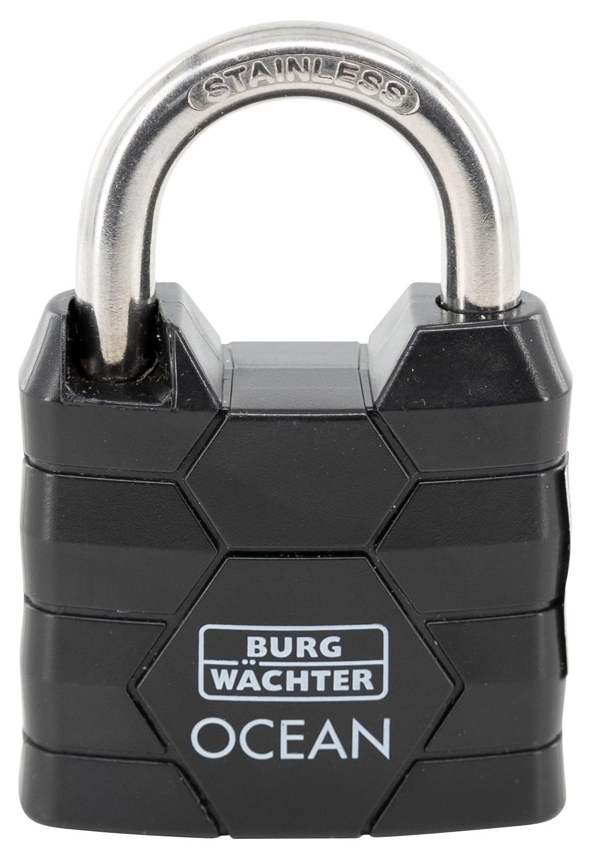 Burg-Wächter Padlock with 2 Keys, 6.3 mm Shackle Thickness, Marine Waterproof, Solid Brass Body, Double Locked, Ocean 490 Ni 40 SB, Black