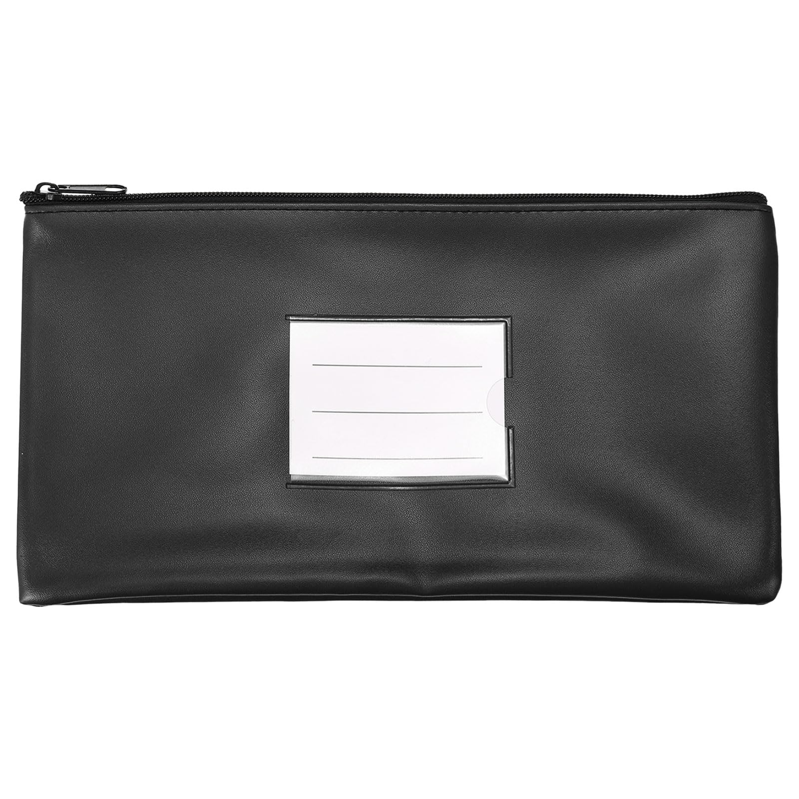 PATIKIL 11x6" Money Bank Deposit Bag with Zipper, Leatherette Cash Coin Check Wallet Pen Pouch Bag with Clear Window for Office Travel, Black