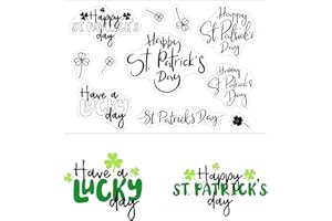 DIYology St. Patrick's Day Sentiment Clear Stamps for Card Making or Journaling Clover Leaf Have a Lucky Day Rubber Stamps for Gift Tags Scrapbooking Photo Album and Other Paper Crafts Deco