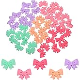 50Pcs Bows Resin Charms, Cheer Pin Charms Flatback Resins Charm, Cheer Bow, Cute Bows Embellishments Multi-Colors Bulk Mixed Resin Embellishment Set for Junk Cases Phone Cases DIY Crafts Decorations