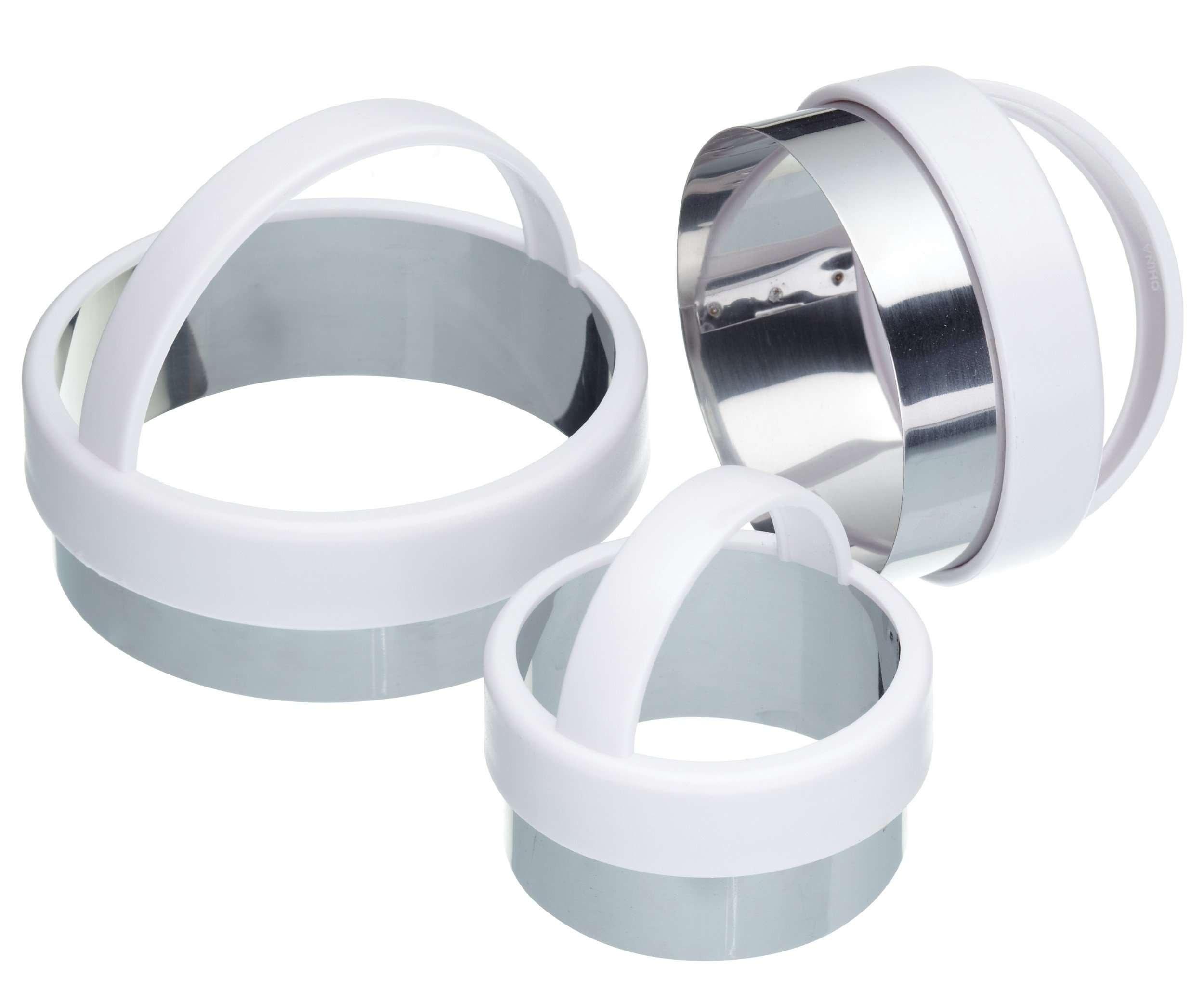 KitchenCraft 3 Piece Pastry Cutter Set, Round, Plain Edge, Ideal for Scones, Cookies, Mince Pies & More, Stainless Steel/Plastic, Assorted Sizes, Silver